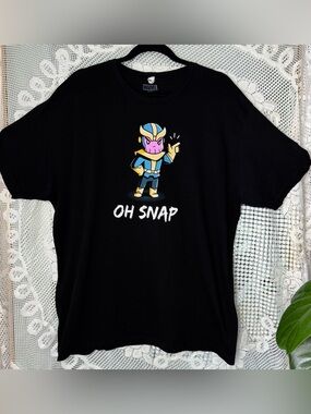 Marvel Thanos “Oh Snap” Tee 2XL Black Graphic Shirt Avengers Comic Fan Gift